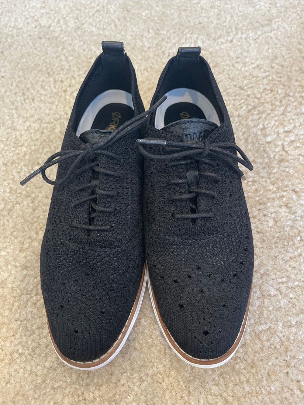 Cole Haan Original Grand Knit Oxford Shoes - Black Size 6 1/2